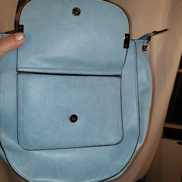 Melie Biaco Women's Vegan Blue Leather Shoulder Bag/Crossbody w/Gold Hardware - Picture 3 of 15